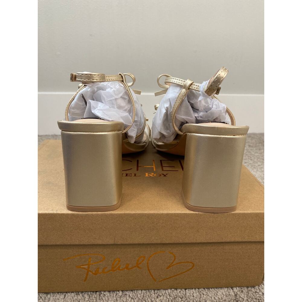 New Rachel Roy Cologne Heeled Sandal Size 8.5 Gold - Picture 4 of 7